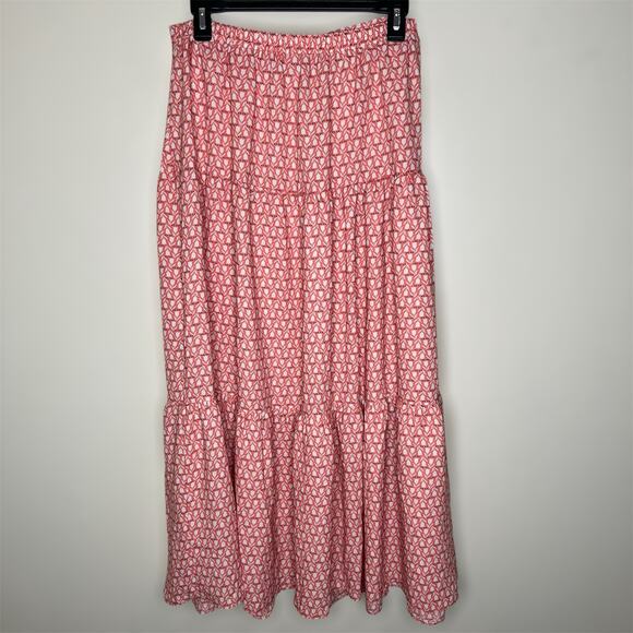 Max Studio Maxi Skirt Medium Tiered Tulip Floral Peasant Button Front Pulll On - Picture 3 of 7